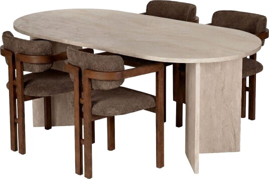Dining Table & Chairs Set Nordure Brun - Dining Table & Chairs Set Nordure Brun -