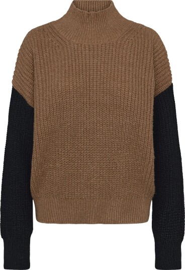 French Connection Iona Knit Colour Block Jumper   Brown   L