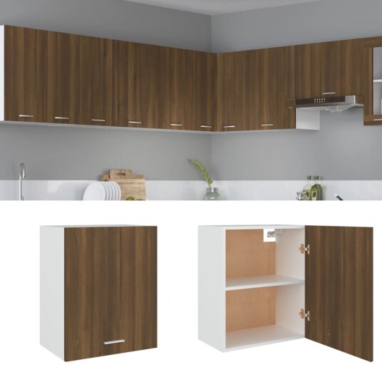 vidaXL Vegghengt skap brun eik 50x31x60 cm konstruert tre vidaXL Vegghengt skap brun eik 50x31x60 cm konstruert tre