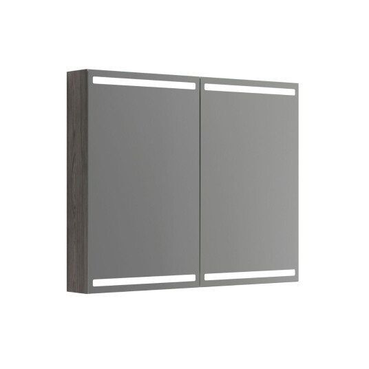 Dansani Level Speilskap med LED-lys 100x14,5x80 cm Grå Ask