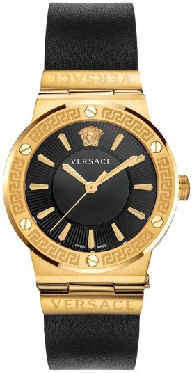Versace Dameklokke VEVH00320 Greca Sort/Lær Ø38 mm