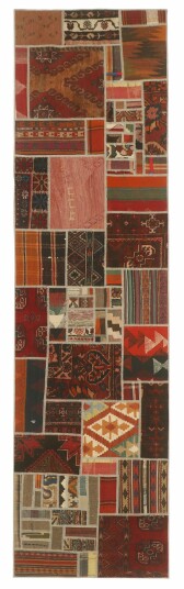 Håndknyttet. Opphav: Persia / Iran Kelim Patchwork Teppe 82x304