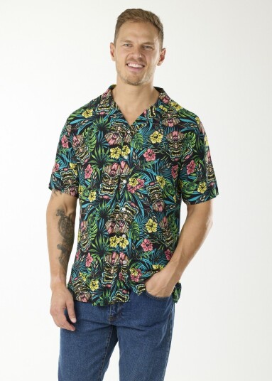 Blount & Pool Honolulu Shirt Toteme Palm Black 3xl Kortarmede Skjorter