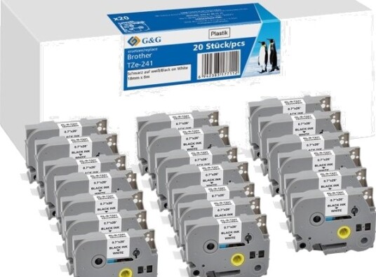 20X G&Amp G Skrivetape 18Mm X 8M S/H Ws Komp. Med Brother Tze 241