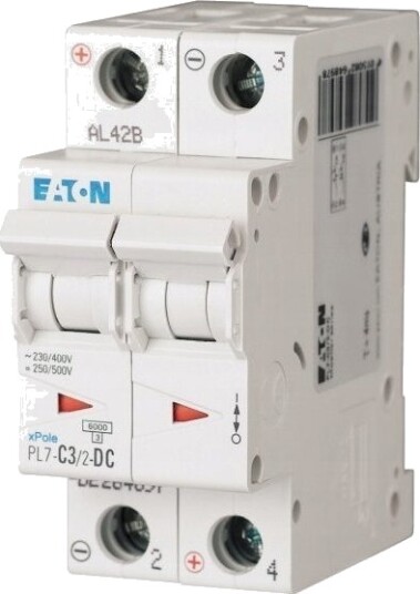 Eaton Automatsikring 2P C 3A 10Ka Dc Pl7-C3/2-Dc 264897