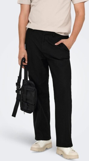 ONLY & SONS Onsbob Loose Cot Lin 0007 Pant Noos   Black   32 x 32