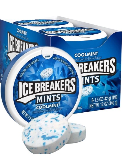 8 stk Ice Breakers Coolmint   Sukkerfrie Sukkertøy med Mintsmak   Hel Eske 336 gram USA Import