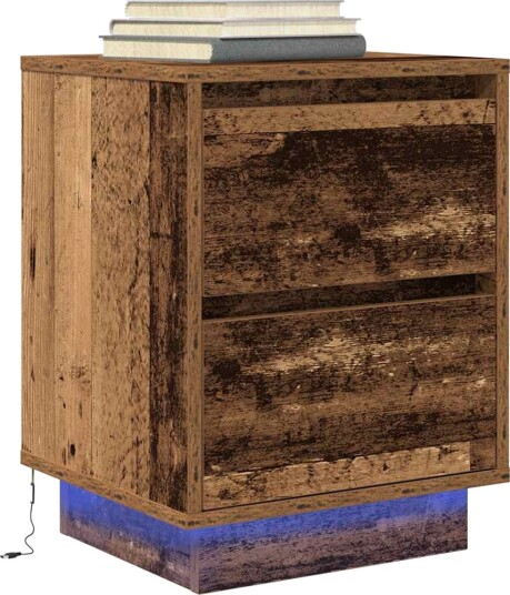 Nattbord med LED gammelt tre 38x34x50 cm Nattbord med LED gammelt tre 38x34x50 cm