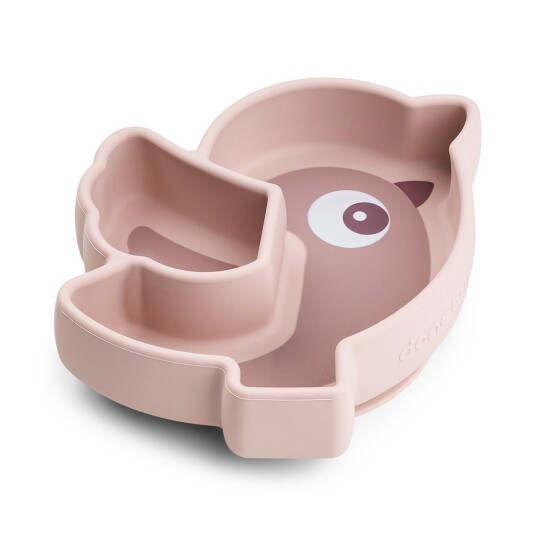 Done by Deer ™ Snack-tallerken av silikon Stick&Stay i Birdee rosa