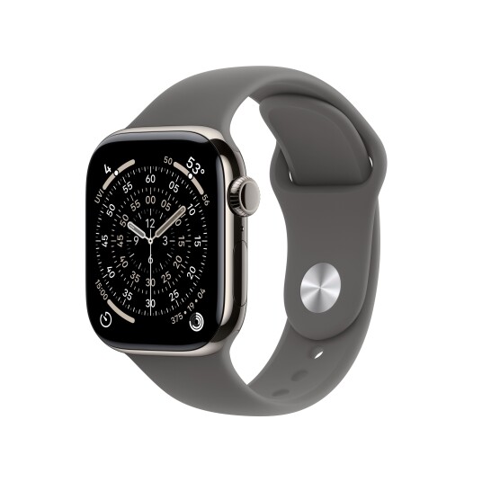 Apple Watch Series 11 GPS + Cellular 42mm Natural Titanium Case with Stone Grey Sport Band   S/M