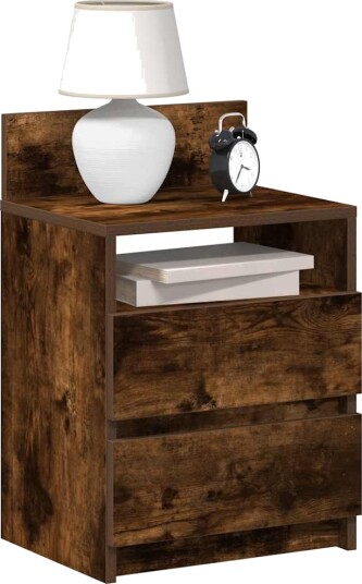  Nattbord 2 stk med 2 skuffer røkt eik 40x33x60 cm