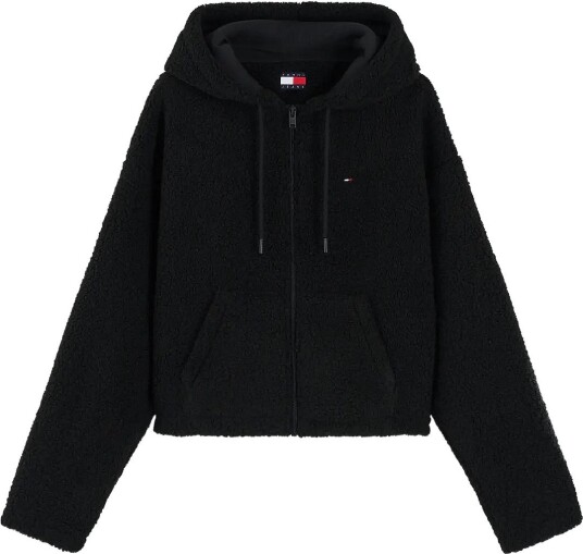 Tommy Jeans Tjw Teddy Hooded Zip Thru Ext Black M