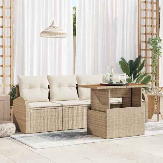 Hagesofa Set med pute 5 pcs beige og krem