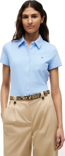 Tommy Hilfiger 1985 Slim Pique Btn Down Ss Blue XXS