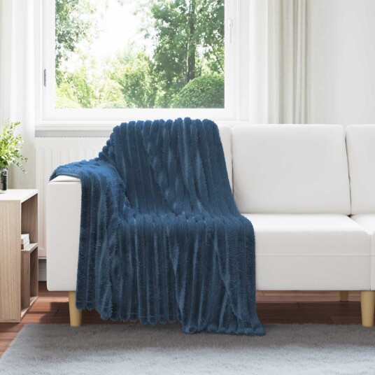vidaXL Kastteppe Marineblå 150 x 130 cm Fleece