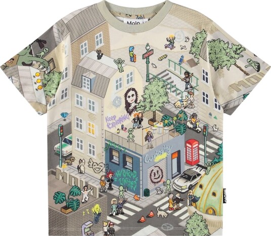 Molo T skjorte   Riley   CurioCityPix   Molo   7 år (122)   T skjorte Beige Grå Grønn Gul
