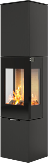 Rais Nexo 185 svart vedovn med sideglass og glassdør Rais Nexo 185 svart vedovn med sideglass og glassdør