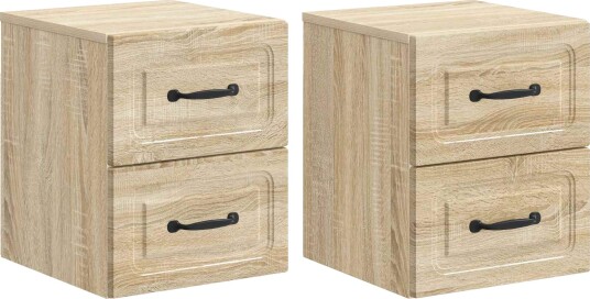 Vegghengt Nattbord med skuff 2 pcs Sonoma eik 34,5 x 33 x 40 cm