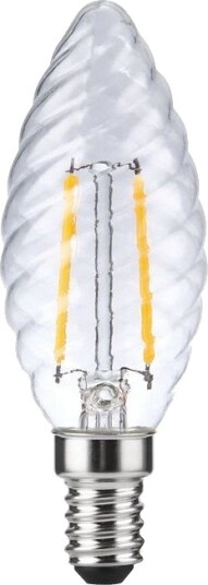 Spl E14 2W dimbar LED kronepære Twisted Candle filament 2700K klart glass Dimbar : Dimbar Kulør : Varm Spl E14 2W dimbar LED kronepære Twisted Candle filament 2700K klart glass Dimbar : Dimbar Kulør : Varm