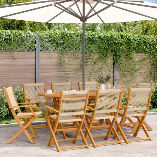  Sammenleggbare hagestoler 8 stk beige heltre akasie 3214573