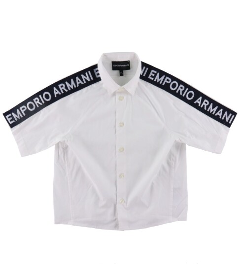 Giorgio Armani Emporio Armani Skjorte k/e Hvit/Navy m. Logostripe Emporio Armani 6 år 116 Skjorte K/E