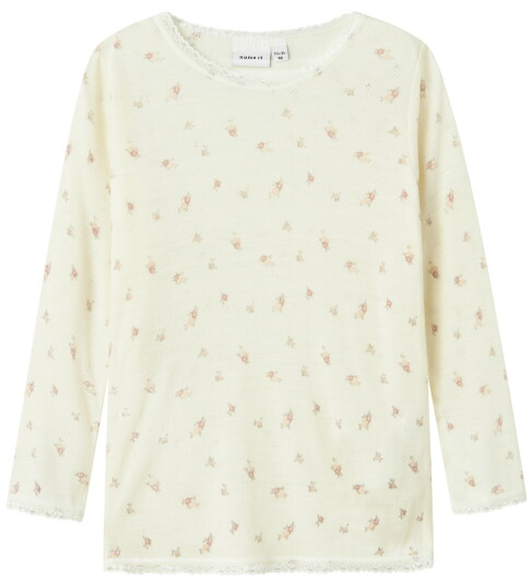 Name It Snow White Small Flowers Nmfwang Ull Needle Ls Topp Noos 122-128