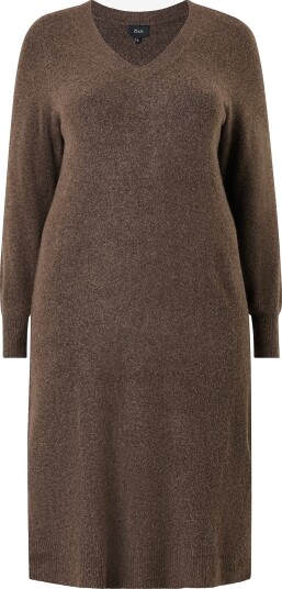Zizzi Kjole Mvista L/S Blk Dress Brun
