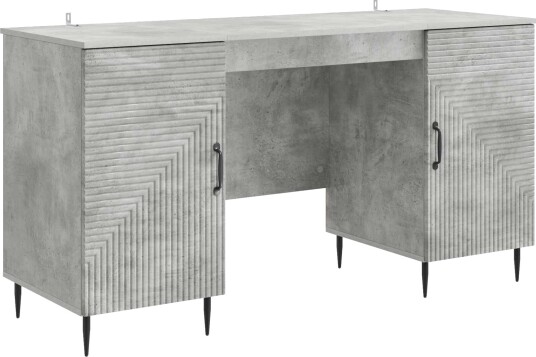 vidaXL Skrivebord med dør Betonggrå 142,5 x 50 x 75 cm Konstruert tre
