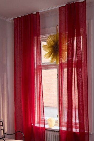 Jotex Gardin Med Lintekstur 2pakke Chili rød LIZZIE 216722606250