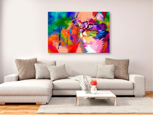 Tavle Colourful Cat 1 Part Wide 120X80 Artgeist sp. z o. o.