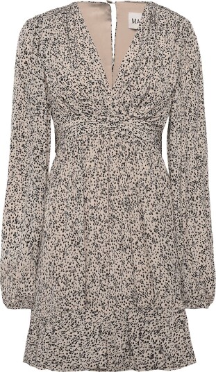 Malina Jadie V Neck Ruffled Mini Dress   Cream   34