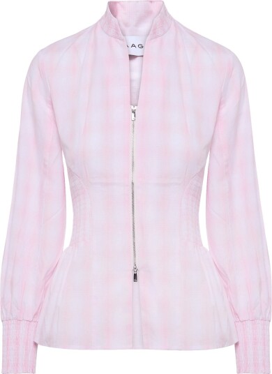 Laagam Mina Pink Squared Zippered Blouse   PINK   L/40