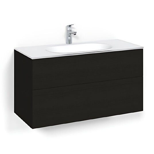 Macro Design Crown Plain/push-open Servantskap 2-skuff - med Glasservant Svart eik / 100cm Glass Edge Hvit Macro Design Crown Plain/push-open Servantskap 2-skuff - med Glasservant Svart eik / 100cm Glass Edge Hvit