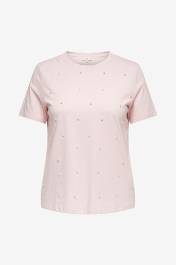 Only Carmakoma   Topp carNinna S/S O neck Jeans Tee   Rosa