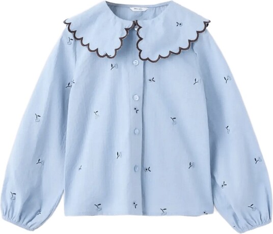 Mango Embroidered Cotton Blouse   LT PASTEL BLUE   116