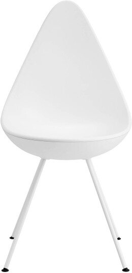 Fritz Hansen - 3110 Droppen Ej Klädd White Matchande Pulverlackerat Stål Spisestoler Arne Jacobsen Hvit Metall/plast