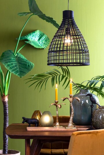 Light & Living Hengelampe Puerto Rattan Black Ø40 Light & Living Hengelampe Puerto Rattan Black Ø40