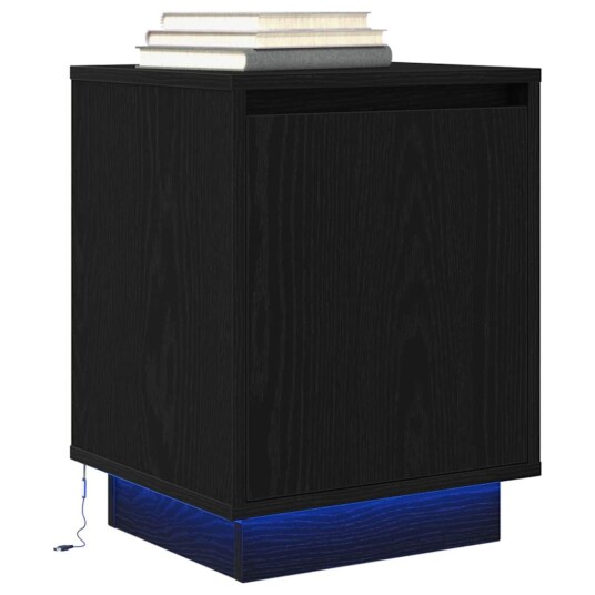  Nattskap med LED-lys Sort 38x34x50 cm 8721158701862