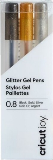 Cricut Joy - Rulleballpenn - Permanent - Glitrende Gull, Glitrende Sølv, Glitter Black - Gelblekk - 0.8 Mm - Medium (En Pakke 3) Cricut Joy - Rulleballpenn - Permanent - Glitrende Gull, Glitrende Sølv, Glitter Black - Gelblekk - 0.8 Mm - Medium (En Pakke 3)