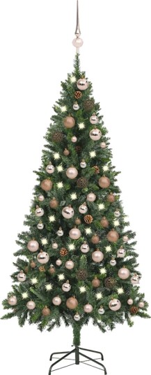 vidaXL Kunstig juletre med LED og kulesett og kongler 180 cm vidaXL Kunstig juletre med LED og kulesett og kongler 180 cm
