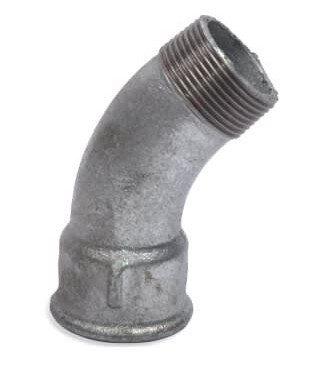10 stk Galvanisert bøyning med muffe/nippel 1/2" - 45 grader