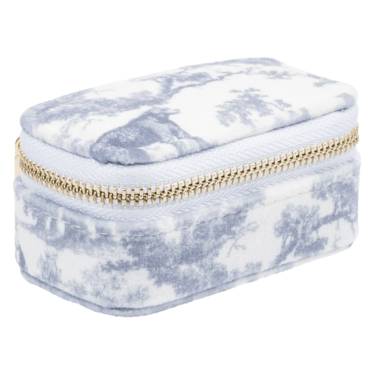 DARK Velvet Jewellery Box Micro Country Blue Savannah Pattern