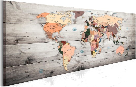 Bilde World Maps Wooden Travels 150x50 Artgeist sp. z o. o.