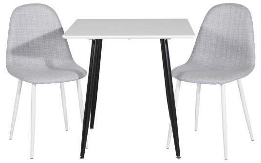 Venture Design Polar & Polar spisegruppe Hvit/grå 2 st stoler & bord 75 x 75 cm