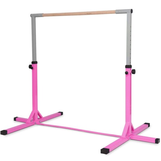 Gymnastikkstang høydejusterbare gymnastikkstenger elastisk horisontalstang rosa/blå rosa