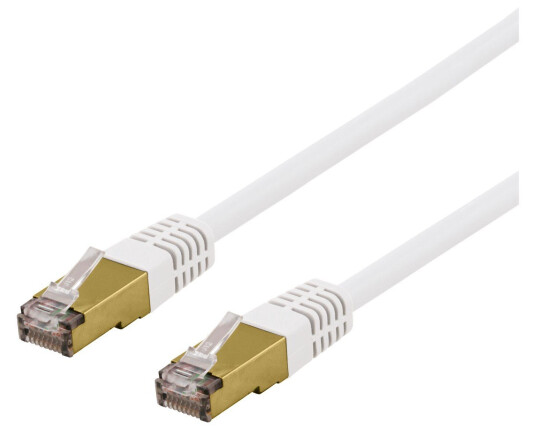 Deltaco S/FTP Cat 6a Koblingskabel 3 m Halogenfri Hvit