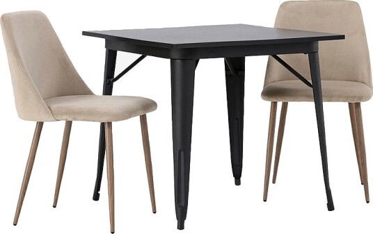 Venture Home Spisegruppe Tempe med 2 stk stoler Night Svart