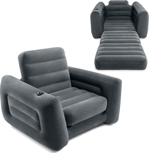 Intex Oppblåsbar Stol 117x224x66 Cm Mørkegrå