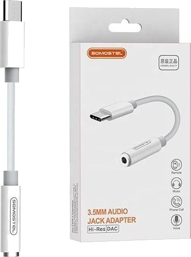 Usb-Adapter Somostel Sms-Bz02 Usb-C Til 3,5 Mm Jack Hvit (25937)