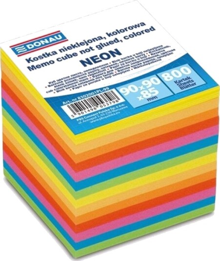 Donau Kloss Donau Ikke Klebende 90X90x90 Mm Ca. 800 Ark Neon Mix Farger